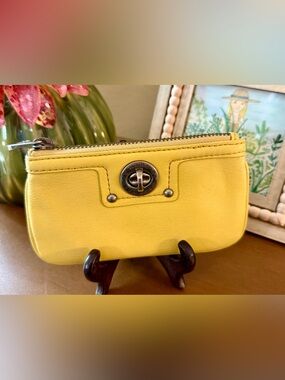 Marc Jacobs Yellow Leather Zip Coin Pouch with Turnlock